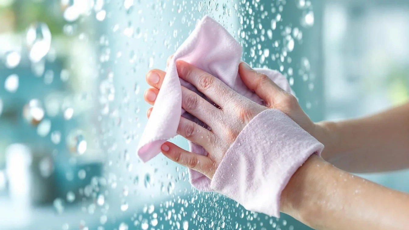 Badkamer-geheim: Waarom je een droogtrommeldoekje moet gebruiken om je douchewand kalkvrij te houden