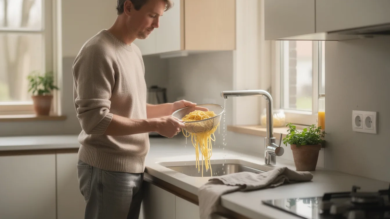 De simpele regel voor het afspoelen van pasta die elke chef kent