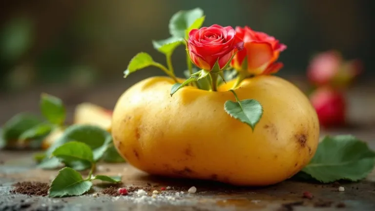 De truc met de aardappel om rozenstekken te laten wortelen