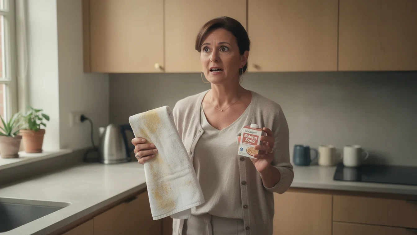 Huisvrouw onthult waarom bakpoeder je theedoeken nooit wit krijgt