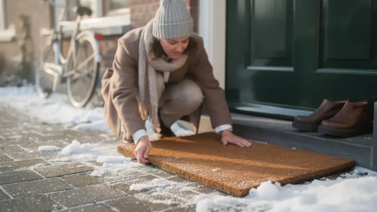 Ik was mijn voordeurmat niet meer in de winter: Deze eenvoudige truc werkt tien keer beter