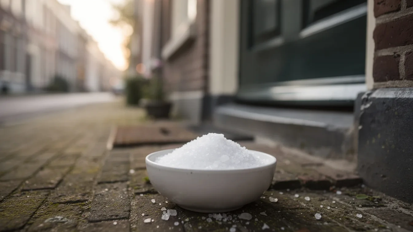 Ik zette een kom zout bij mijn voordeur, het vocht probleem is verdwenen