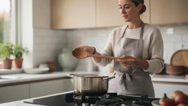 Kok onthult waarom een houten lepel over kokende pan morsen voorkomt