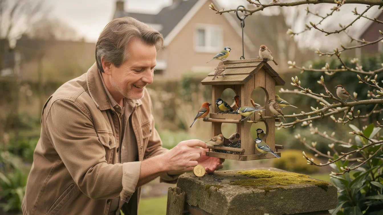 Vogelliefhebbers gebruiken deze truc van €1 om hun voederhuisjes druk te houden