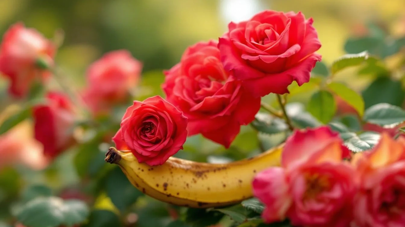 Waarom je die bananenschil nooit moet weggooien als je rozen in de tuin hebt staan