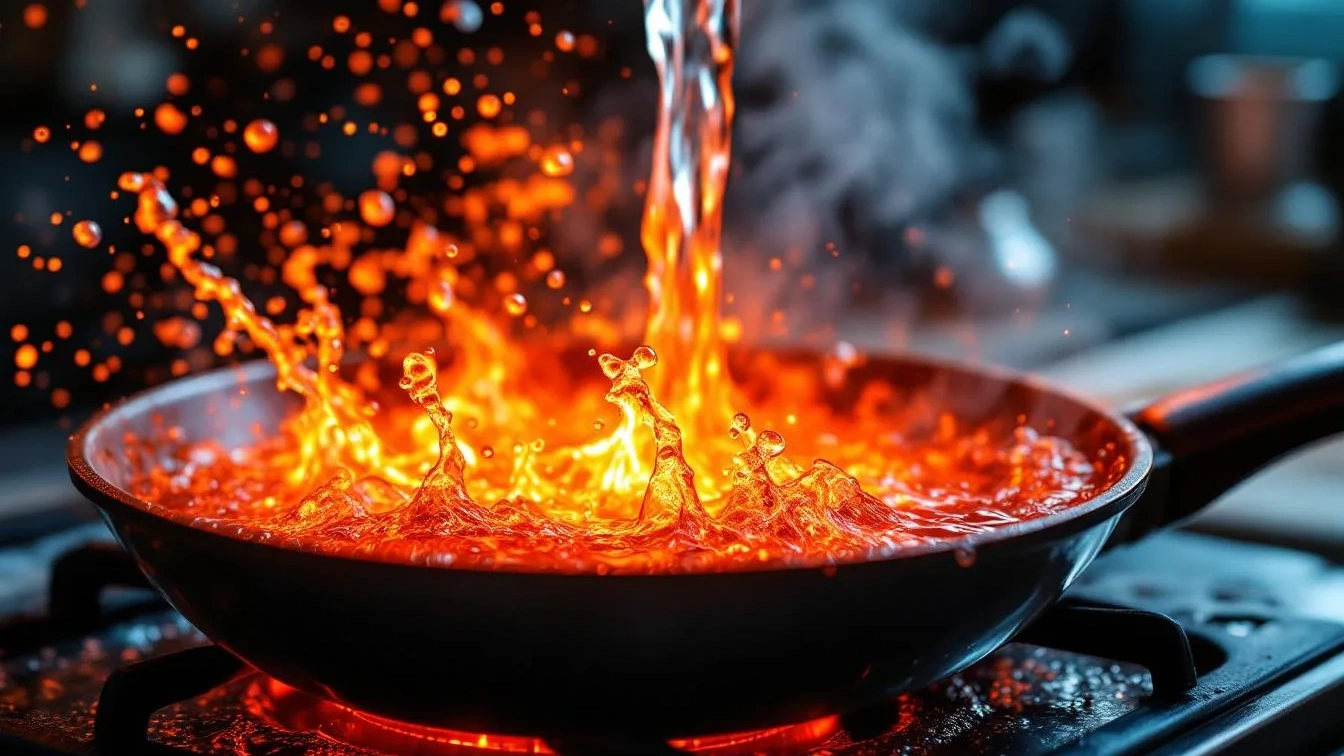 Waarom je nooit direct ijskoud water over een gloeiend hete pan moet gieten