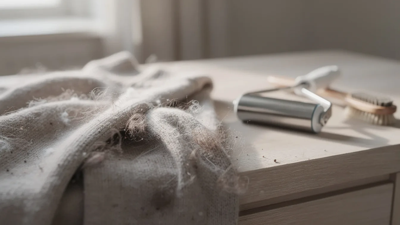 Waarom pluisjes en haren aan je kleding blijven plakken en hoe je ze eenvoudig wegkrijgt
